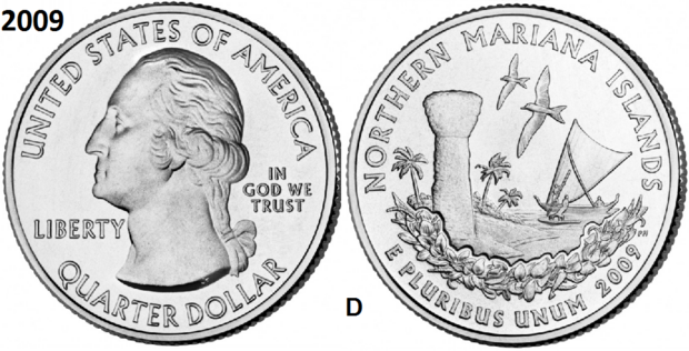 25 Cent 2009, Commonwealth of the Northern Mariana Islands, UNC mmt D