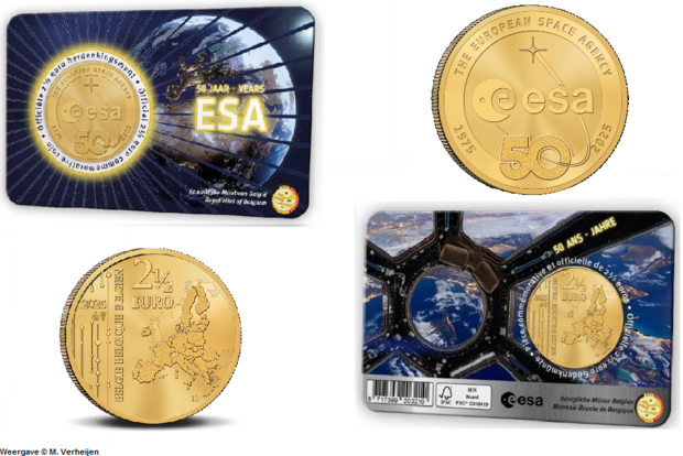 België 2½ Euro 2025 "50 Jaar ESA", BU in coincard Nederlands