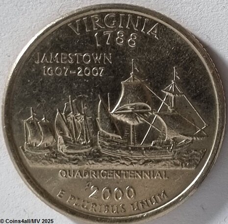 25 Cent 2000, Virginia 'The Old Dominion', UNC mmt D error strike