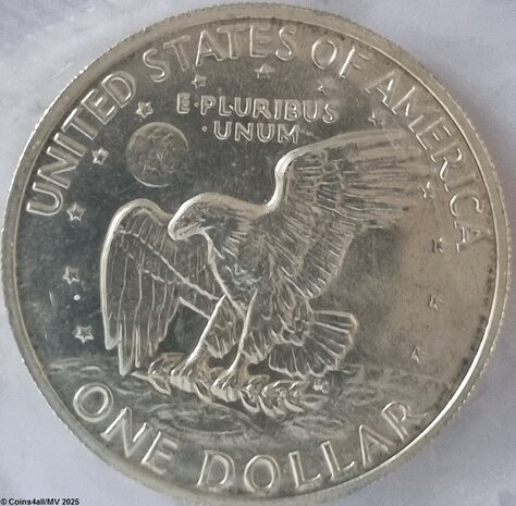 1 US Dollar 1972, San Francisco, S, Zilver Ag 0,400 met blauwe muntpenning