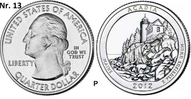 25 Cent 2012, Acadia, National Park, Maine mmt P