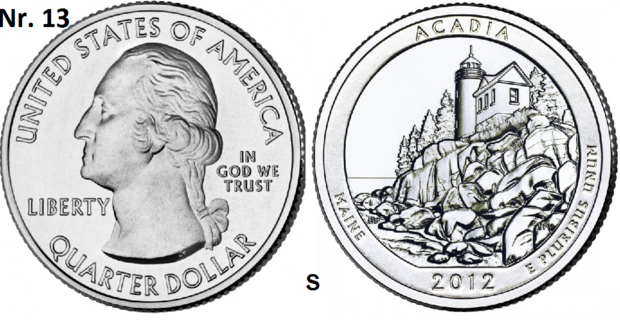 25 Cent 2012, Acadia, National Park, Maine mmt S