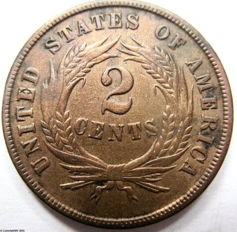 2 Cent 1864, P, Zeer Fraai +, Large Motto