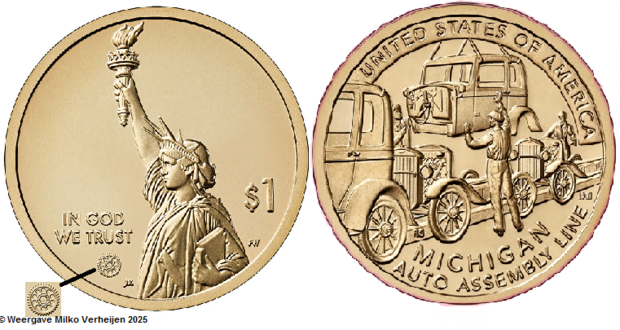 1 US Dollar 2025, Michigan, Keuze Muntplaats
