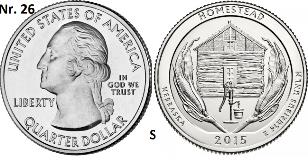 25 Cent 2015, Homestead National Monument of America, Nebraska mmt S