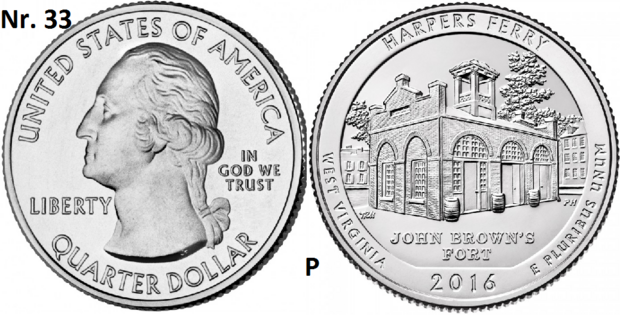 25 Cent 2016, Harpers Ferry National Historical Park, West Virginia mmt P