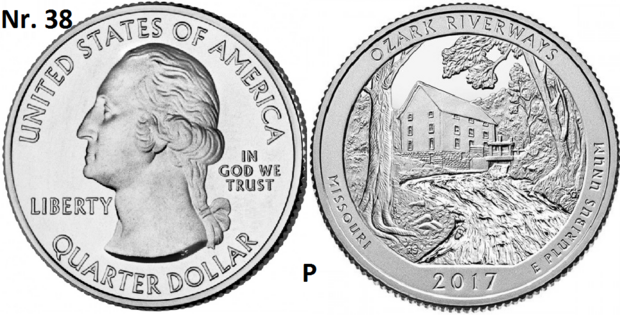 25 Cent 2017, Ozark National Scenic Riverways, Missouri mmt P