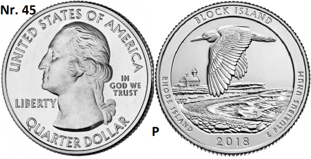 25 Cent 2018, Block Island National Wildlife Refuge, Rhode Island mmt P