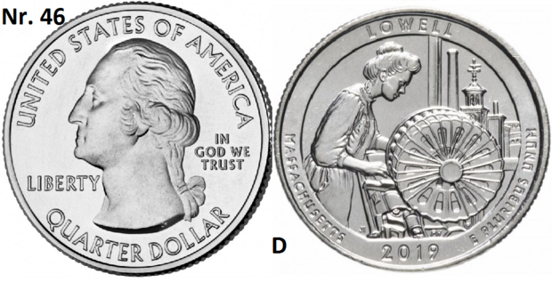 25 Cent 2019, Lowell National Historical Park, Massachusetts mmt D