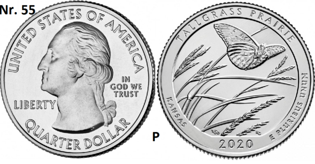 25 Cent 2020, Tallgrass Prairie National Preserve, Kansas mmt P