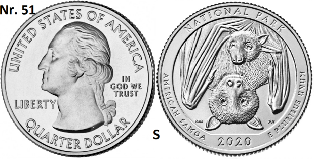 25 Cent 2020, National Park of American Samoa, Samoa (US Territory) mmt S