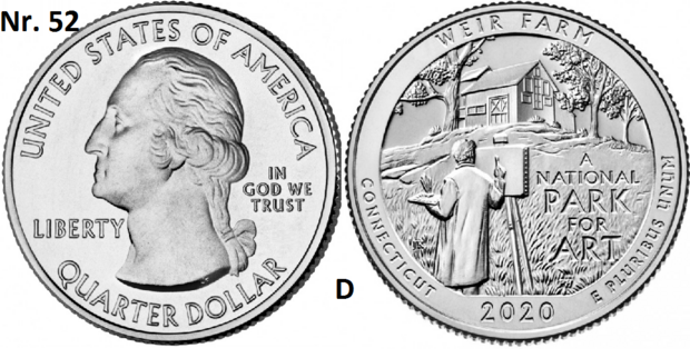 25 Cent 2020, Weir Farm National Historical Park, Connecticut mmt D