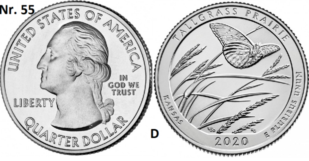 25 Cent 2020, Tallgrass Prairie National Preserve, Kansas mmt D