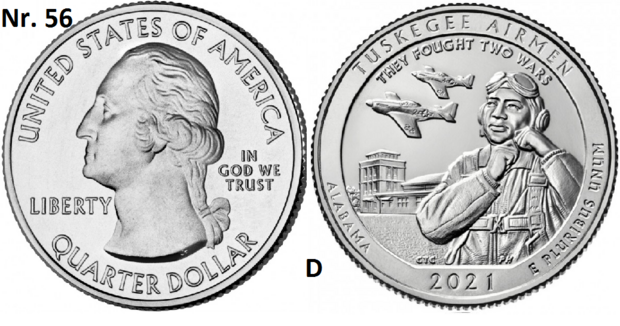 25 Cent 2021, Tuskegee Airmen National Historical Site, Alabama mmt D