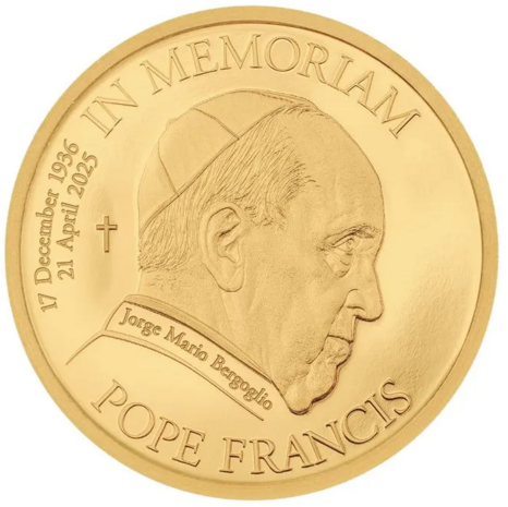 Cook Islands 5 Dollar 2025 'Paus Fransiscus', goud Au 999, Proof
