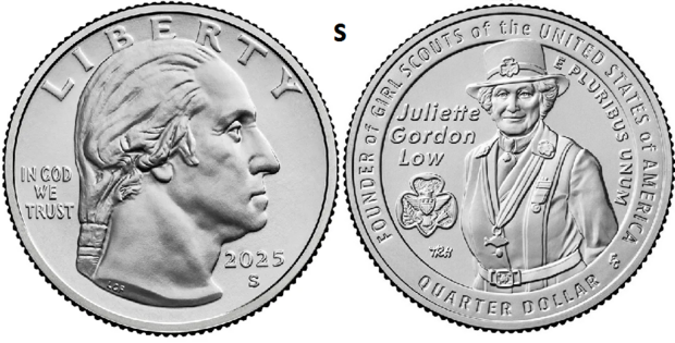 25 Cent 2025, Juliette Gordon Low, UNC, S