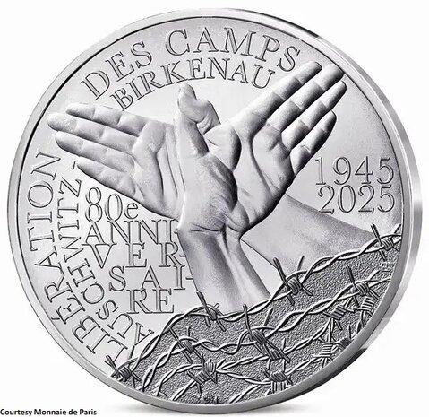 Frankrijk 10 euro 2025 "80 jaar bevrijding van Auschwitz-Birkenau", Zilver Proof