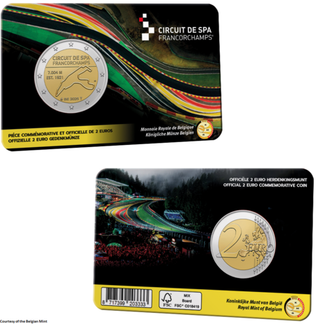 België 2 Euro 2025 "Circuit Spa Francorchamps", BU in coincard Franse versie
