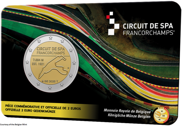 België 2 Euro 2025 "Circuit Spa Francorchamps", BU in coincard Franse versie
