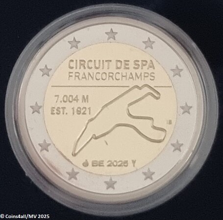 België 2 Euro 2025 "Circuit Spa Francorchamps", Proof in etui