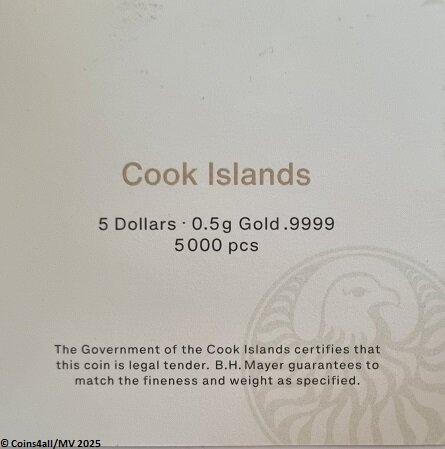 Cook Islands 5 Dollar 2025 'Leeuw', goud Au 999, Proof