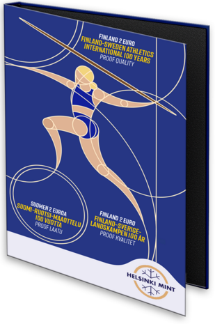 Finland 2 euro 2025 "100 Jaar Atletiek wedstrijd Finland - Zweden", Proof in luxe etui