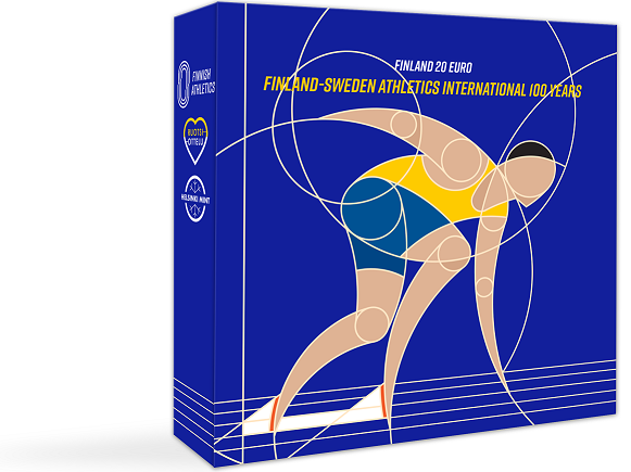 Finland 20 euro 2025 "100 Jaar Atletiek wedstrijd Finland - Zweden", Proof in luxe doosje