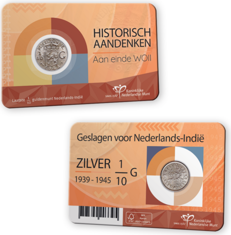 Numismatische Coincard 2025: '1/10de Gulden Nederlands-Indië 1939 - 1945'