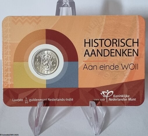 Numismatische Coincard 2025: '1/10de Gulden Nederlands-Indië 1939 - 1945'