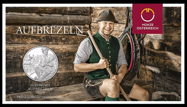 Oostenrijk 10 euro 2025 "Aufbrezeln - Leder", Prooflike/HGH in Zilver Ag 925