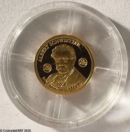 2025: Congo 100 Frank 2025 'Albert Schweitzer', goud, Au 0,9999