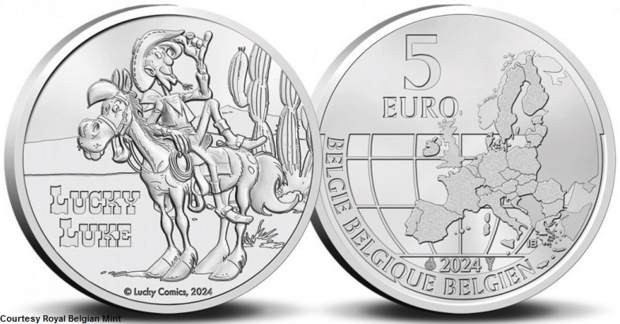 2024: Lucky Luke, munt voor- en achterkant