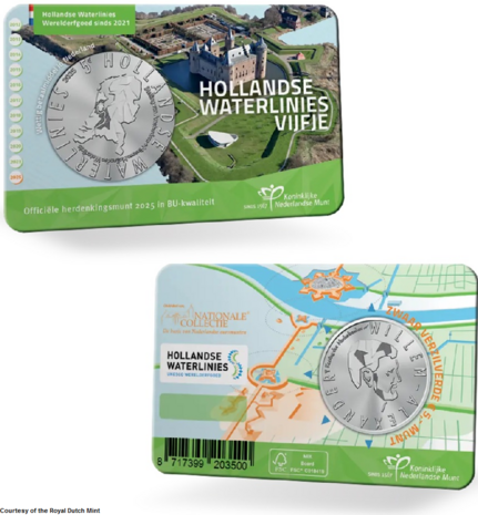 Nederland 5 euro 2025 "Hollandse Waterlinies", BU in coincard