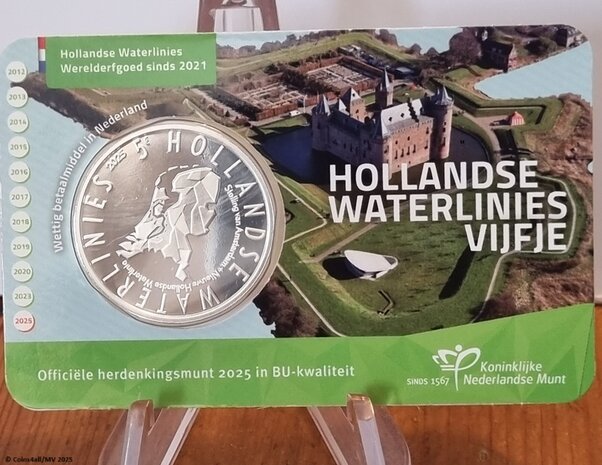 Nederland 5 euro 2025 "Hollandse Waterlinies", BU in coincard