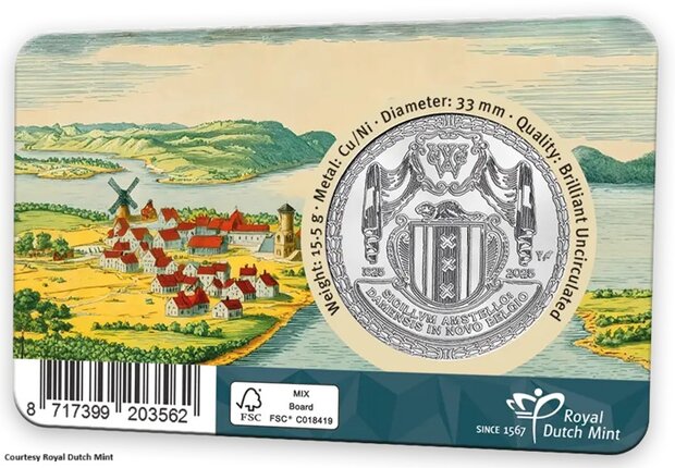 Nederland Penning 2025 400 Jaar Nieuw Amsterdam, BU in coincard
