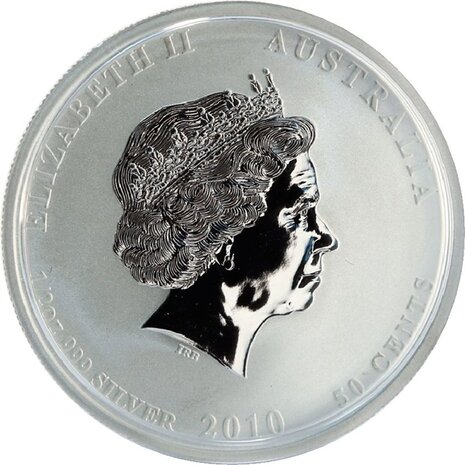Australi&euml; &frac12; Dollar 2010, "Year of the Tiger", &frac12; Troy ounce Zilver Ag 0,999