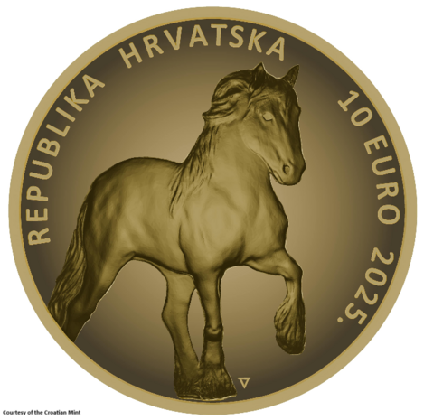 Kroati&euml; 10 Euro 2025 "Kroatische Koudbloed Paard", BU met COA in cassette Au 999