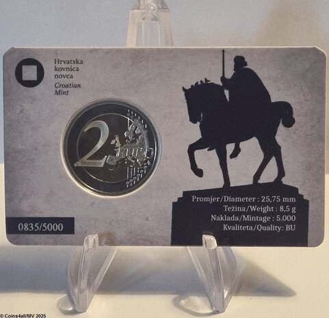 Kroati&euml; 2 Euro 2025 "1100 jaar Koninkrijk Kroati&euml; en koning Tomislav", BU in coincard