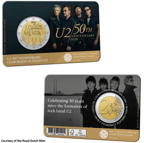 2026: U2, 50 Jaar coincard voor- en achterkant