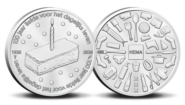 2026: Nederland  1 Euro &eacute;n penning 100 Jaar Hema penning