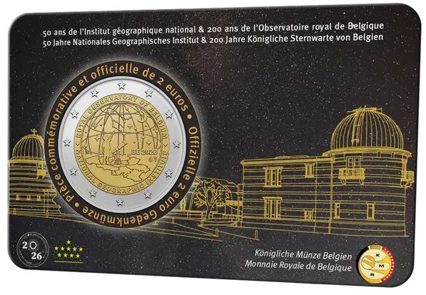 2026: 50 Jaar NGI en 200 jaar Koninklijke Sterrenwacht van Belgi&euml;, BU in coincard Frans