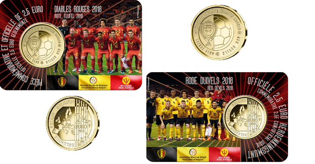 België 2½ Euro 2018 "WK Voetbal", BU in coincard Waalse