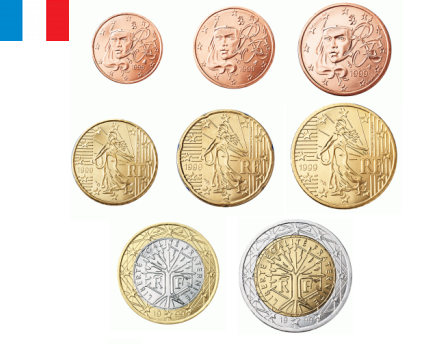 Frankrijk UNC-set 2018, 8 munten met normale 2 euromunt