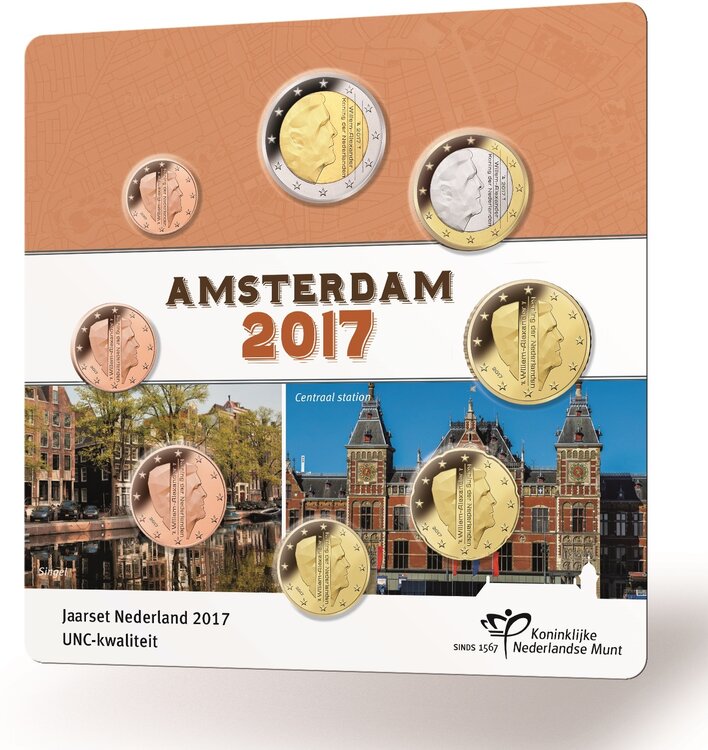 Nederland UNC-set 2017, 8 munten in blister, thema: Amsterdam