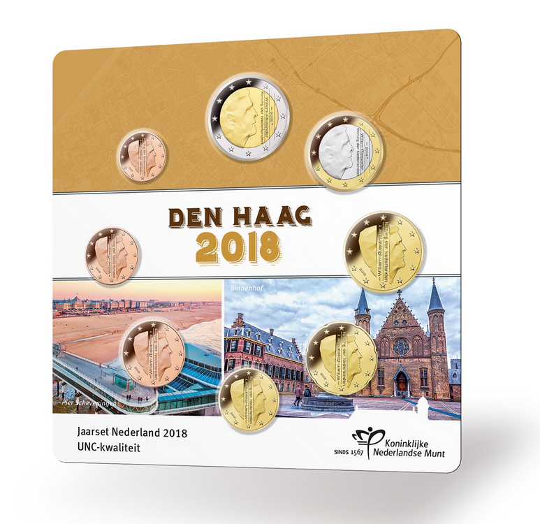 Nederland UNC-set 2018, 8 munten in blister, thema: Den Haag