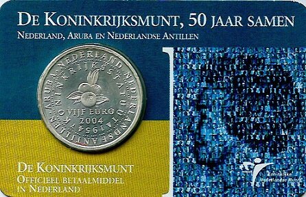 Nederland 5 Euro 2004 Koninkrijksmunt, UNC in coincard