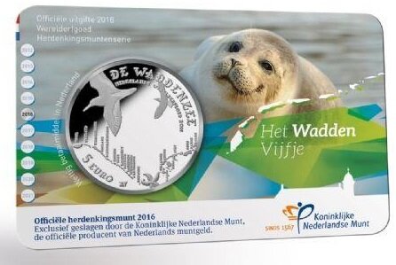 Nederland 5 euro 2016 Waddenvijfje, UNC in coincard