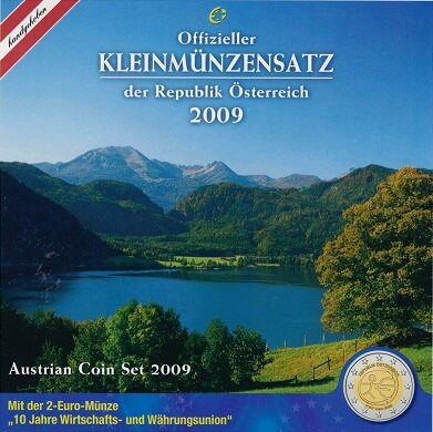 Oostenrijk BU-set 2009 met bijzondere 2 euromunt: EMU