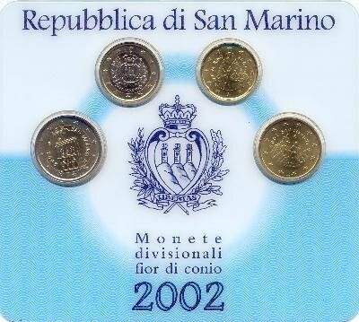 San Marino BU-set 2002 miniset met 20 en 50 cent en 1 en 2 euro