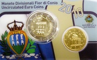 San Marino BU-set 2010 miniset met 10 cent en 2 euro